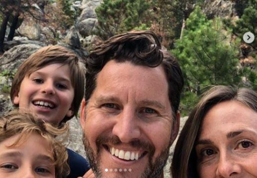 His wife and children